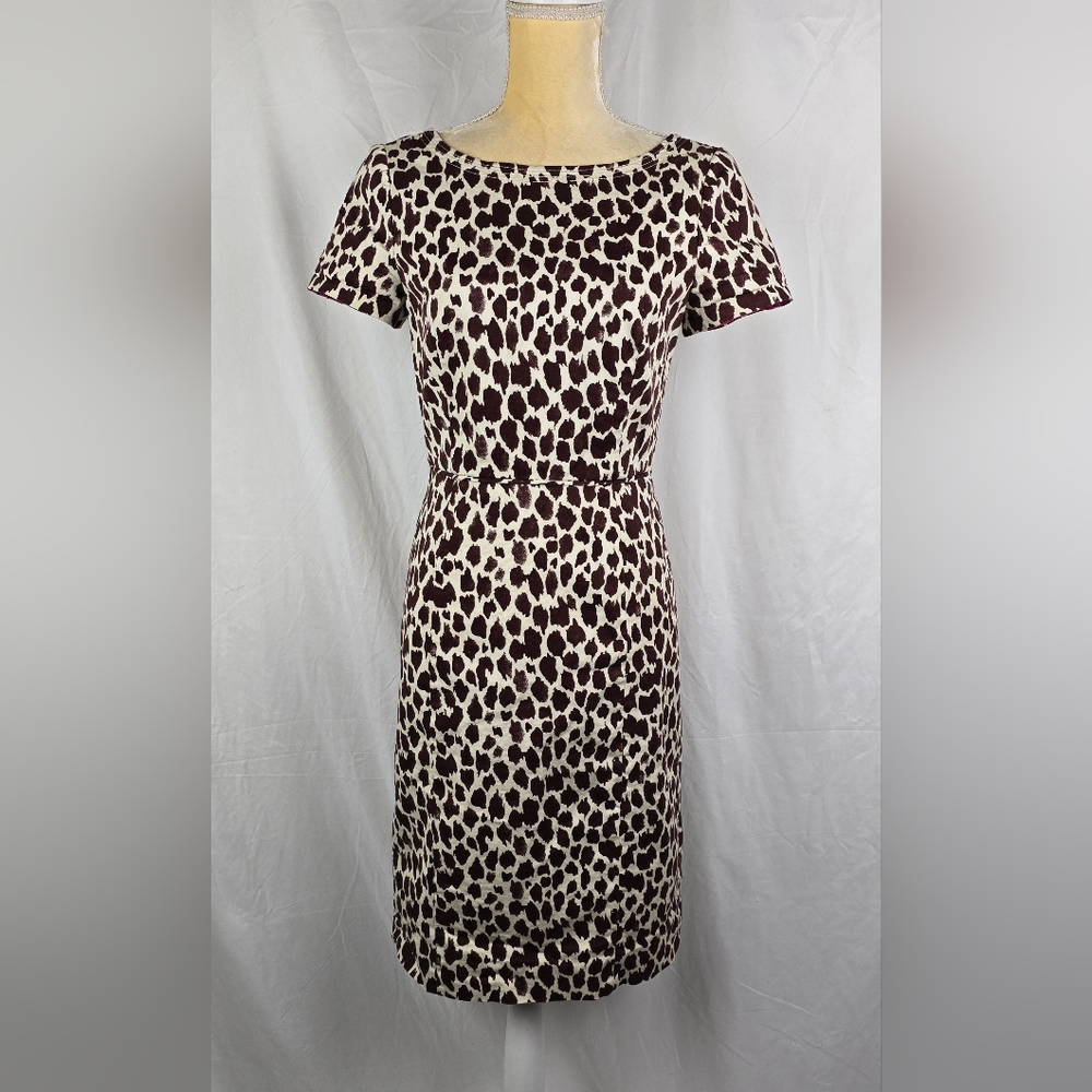J. Crew V-Back Dress in Giraffe Printed Bi-Stretch Lined Cotton Sheath sz 4